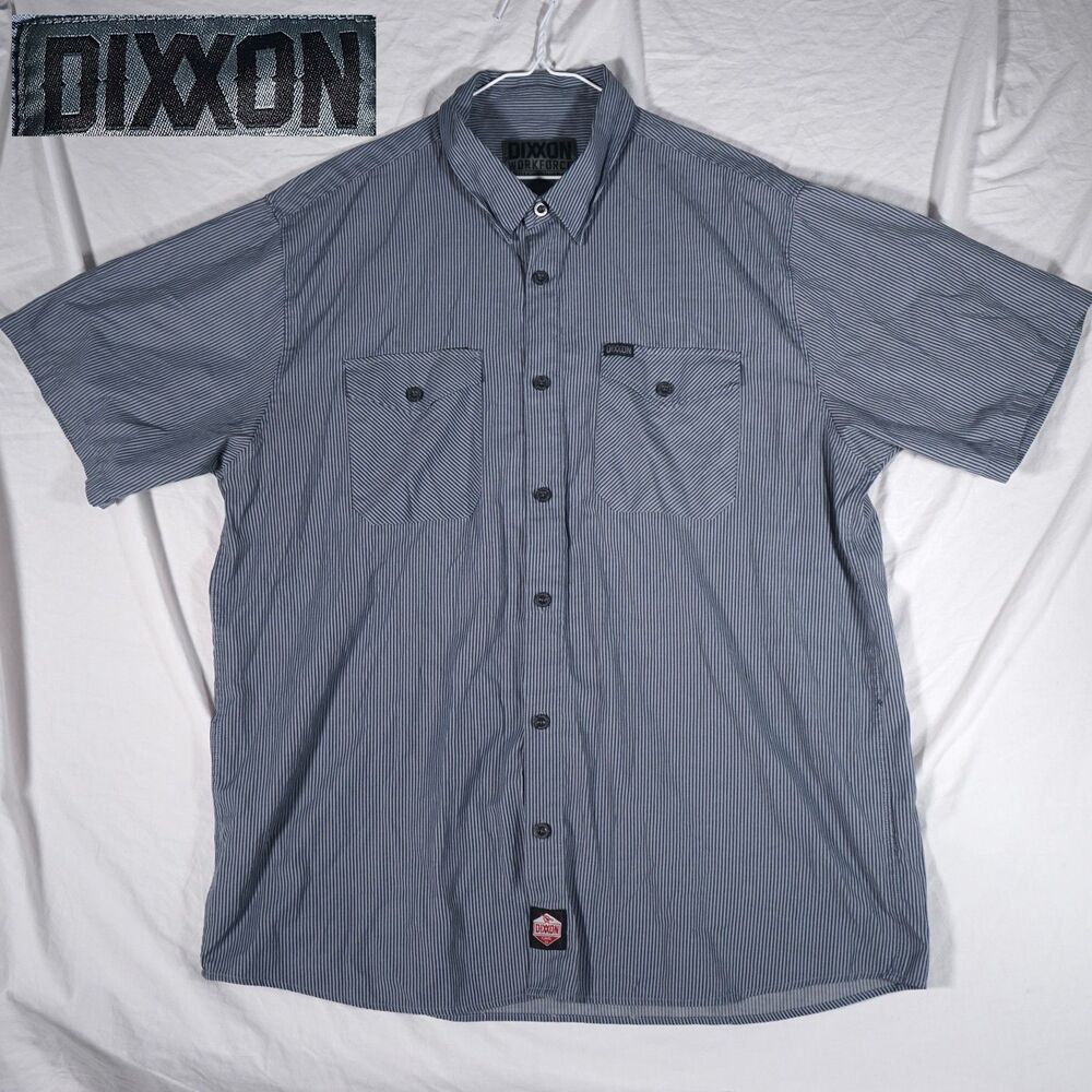 Dixxon Workforce Button Up Shirt Striped Gray Men's 3XL